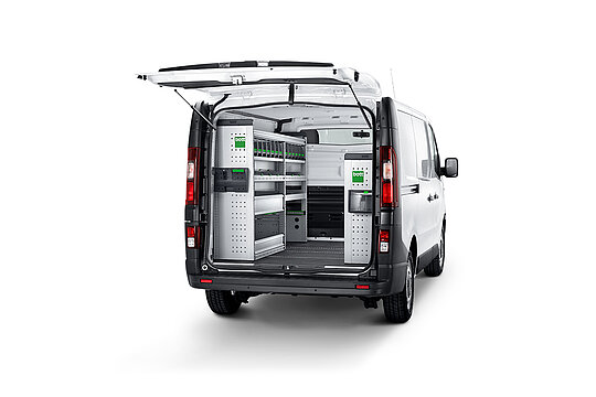 Nissan NV300 mit Bott Vario 3 Fahrzeugeinrichtung von hinten links