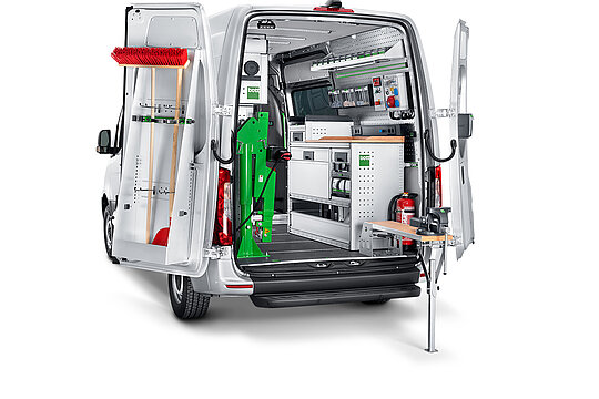 Mercedes Benz Sprinter mit Bott 3 Fahrzeugeinrichtung von hinten rechts