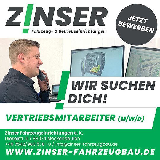 Vertriebsmitarbeiter bei Zinser gesucht